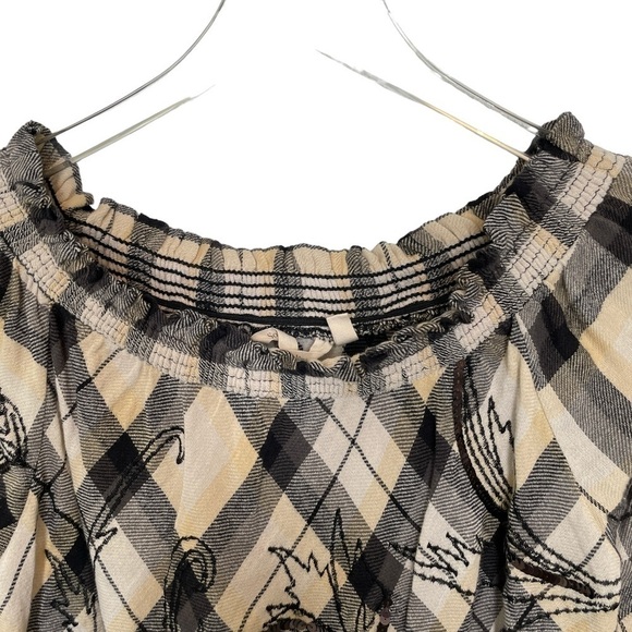 Soft Surroundings Tunic/Dress 100% Cotton Plaid Black/Grey Sequined 3/4 Sleeve S - Picture 10 of 16